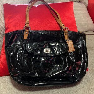 Shiny Black Coach Bag